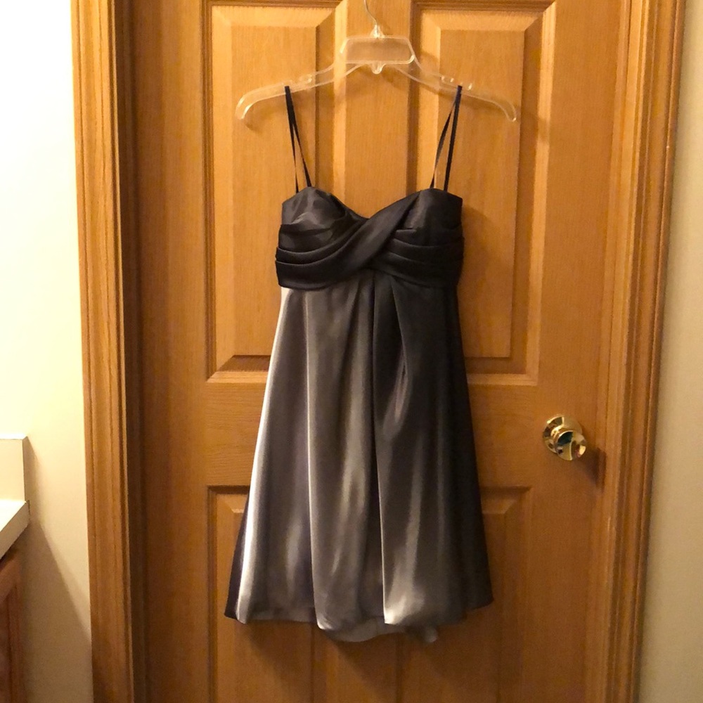 Gray Xscape Homecoming Dress.